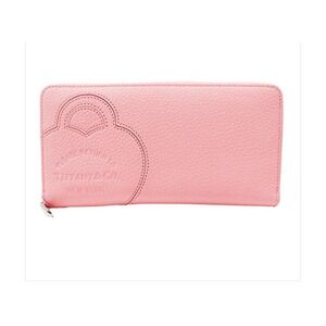 Tiffany & Co Zip Around Wallet OS Pink New Grained Leather Return to Tiffany